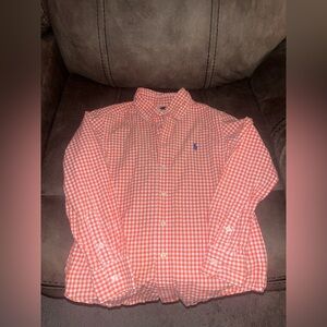 Ralph Lauren Kids Orange Checkered Button Down Shirt